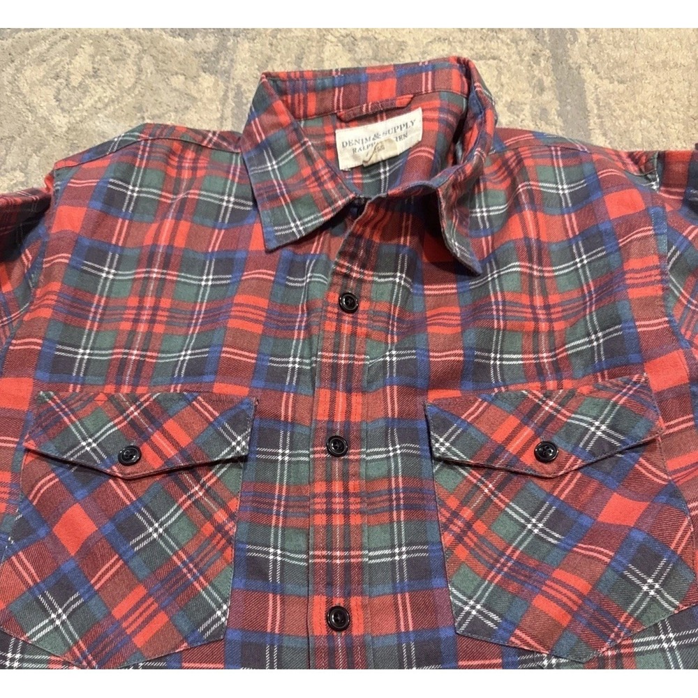 Denim & Supply Ralph Lauren Womens Plaid Long Sleeve Multicolor Sz large - Picture 2 of 4